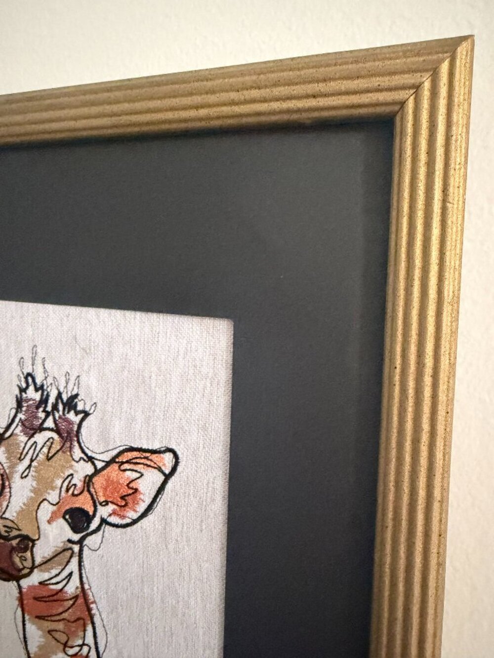 Homemade Giraffe Embroidered Framed Art 11X14 - Picture 6 of 7